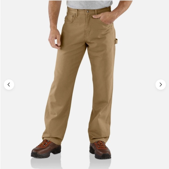 Carhartt Loose Fit Canvas Carpenter Pants 36X30 Khaki Tan Workwear Utility Cabin - Picture 1 of 4